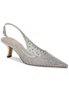 Sam Edelman Bianka Womens Mesh Kitten Heel Slingback Heels In Silver