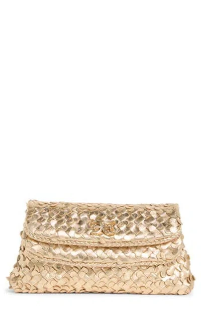 Sam Edelman Bianka Woven Leather East/west Clutch In Gold