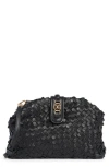 Sam Edelman Bianka Woven Leather Frame Clutch In Black