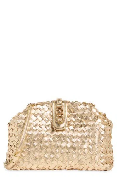 Sam Edelman Bianka Woven Leather Frame Clutch In Gold