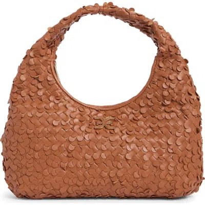 Sam Edelman Bianka Woven Leather Hobo Bag In Brown