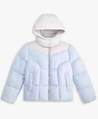 Sam Edelman Kids' Big Girls Contrast Yoke Puffer Jacket In Blue