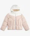 Sam Edelman Big Girls Contrast Yoke Puffer Jacket In Pink