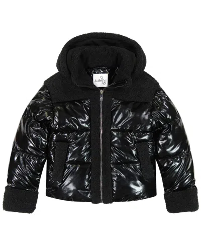 SAM EDELMAN BIG GIRLS METALLIC MIXED MEDIA PUFFER JACKET