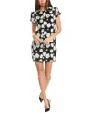 Sam Edelman Floral Embroidered Cap Sleeve Shift Dress In Black