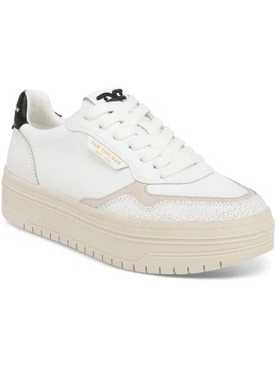 Sam Edelman Blaine Womens Leather Platform Casual And Fashion Sneakers In White,light Stone,black