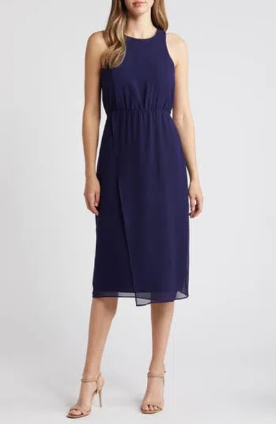 Sam Edelman Blouson Bodice Midi Dress In Navy