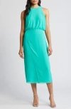 Sam Edelman Blouson Bodice Midi Dress In Sea Green