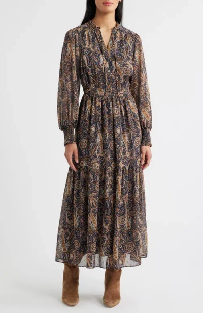 Sam Edelman Boho Paisley Long Sleeve Maxi Dress In Multi