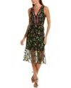 Sam Edelman Botanical Embroidered Semisheer Sleeveless Dress In Black