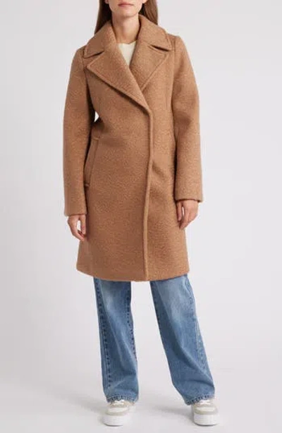 Sam Edelman Bouclé Swing Coat In Mocha Brown