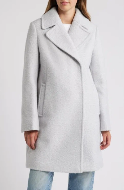 Sam Edelman Bouclé Swing Coat In Silver Grey