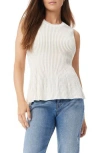 Sam Edelman Breit Two Tone Sleeveless Peplum Sweater In White