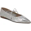 Sam Edelman Bri Mary Jane Pointed Toe Flat In Soft Silver