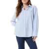 Sam Edelman Bridget Asymmetrical Long Sleeve Button Down Blue Yonder Stripe In Skylight Blue