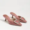 Sam Edelman Brit Glow Kitten Heel Mule Winter Peony Velvet In Pink