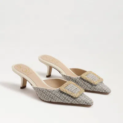 Sam Edelman Brit Kitten Heel Mule In Ivory Boucle Fabric/twill In Multi