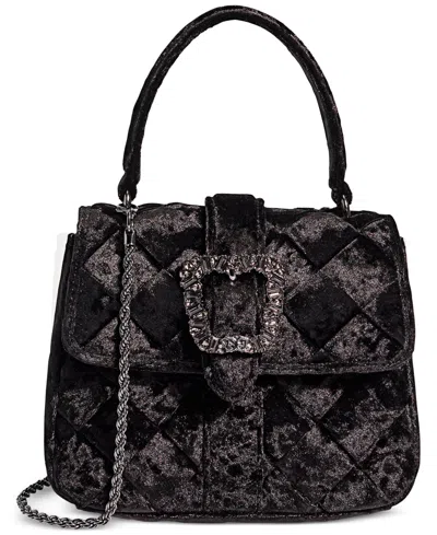 Sam Edelman Brit Top Handle Small Velvet Crossbody In Black