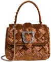 Sam Edelman Brit Top Handle Small Velvet Crossbody In Harvest Brown