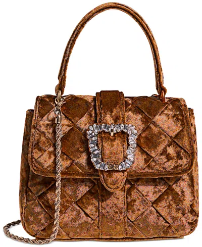 Sam Edelman Brit Top Handle Small Velvet Crossbody In Harvest Brown