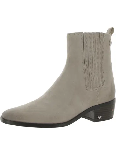 Sam Edelman Bronson Womens Suede Stacked Heel Ankle Boots In Grey