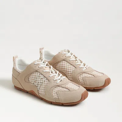 Sam Edelman Brookyln Lace Up Sneaker Cream Multi Mesh In Beige