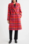 Sam Edelman Brushed Plaid Coat In Red