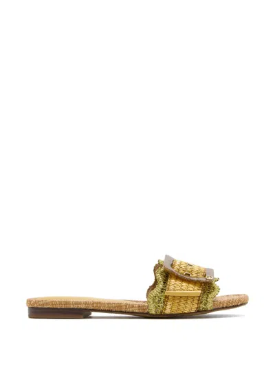 Sam Edelman Buckle Raffia Sandals In Multi