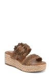 Sam Edelman Cadance Double Strap Raffia Wedge Platform Sandals In Cuoio