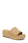 Sam Edelman Camila Platform Wedge Sandal Sand Raffia In Sand
