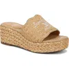 Sam Edelman Camila Platform Wedge Sandal Sand Raffia In Sand