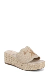 Sam Edelman Camila Platform Wedge Sandal Sandshell Raffia In Sandshell