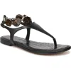 Sam Edelman Canna Thong Crocodile-effect Sandals In Black