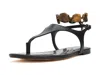 Sam Edelman Canna Thong Crocodile-effect Sandals In Black