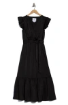 Sam Edelman Cap Sleeve Faux Wrap Maxi Dress In Black