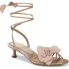 Sam Edelman Carla Lace Up Kitten Heel Ecru Beige Silk In Ecru