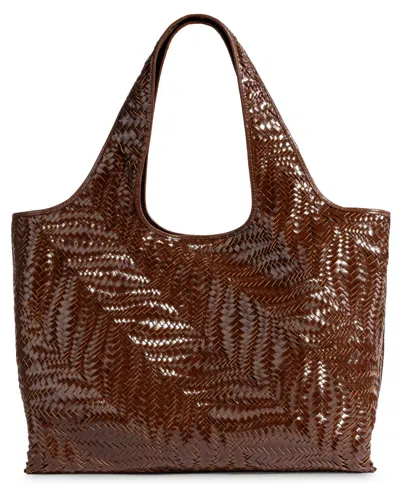 Sam Edelman Charli Woven Extra-large Leather Tote Handbag In Brown