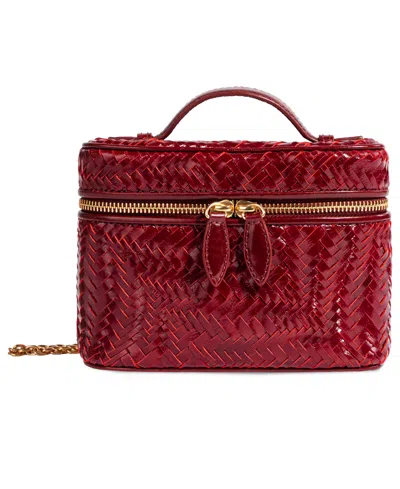 Sam Edelman Charli Woven Leather Small Top Handle Crossbody Handbag In Red