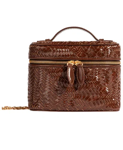 Sam Edelman Charli Woven Leather Small Top Handle Crossbody Handbag In Brown