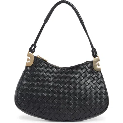 Sam Edelman Chrsty Woven Leather Shoulder Bag In Black