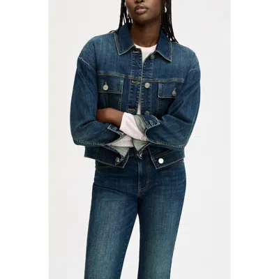 Sam Edelman Cinch Waist Denim Jacket In Blue