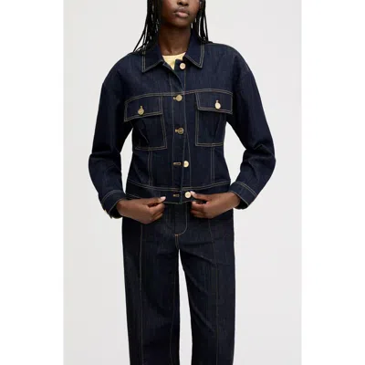 Sam Edelman Cinch Waist Denim Jacket In Blue