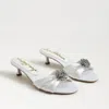 Sam Edelman Cindie Kitten Heel Mule Bright White Satin