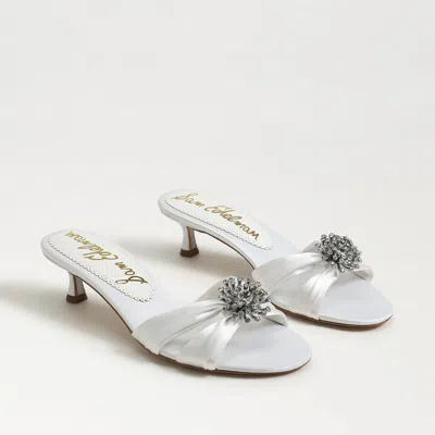 Sam Edelman Cindie Kitten Heel Mule Bright White Satin