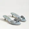Sam Edelman Cindie Kitten Heel Mule Cape Blue Satin In Blue