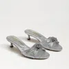 Sam Edelman Cindie Kitten Heel Mule Soft Silver Satin