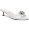 Sam Edelman Cindie Kitten Heel Mule Bright White Satin In White