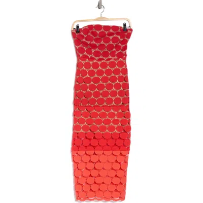 Sam Edelman Circle Lace Strapless Body-con Dress In Red