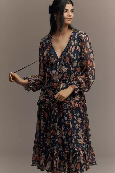 Sam Edelman Clarence Long-sleeve V-neck Midi Dress