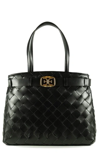 Sam Edelman Cleo Woven Leather Tote In Black